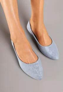 Niebieskie Balerinki w Minimalistycznym Stylu z Imitacji Zamszu Hirlivia - Baleriny - miniaturka - grafika 1