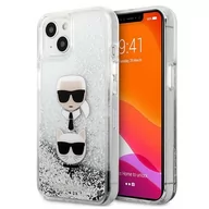 Etui i futerały do telefonów - Karl Lagerfeld KLHCP13SKICGLS iPhone 13 mini 5,4" srebrny/silver hardcase Liquid Glitter Karl&Choupette Head KF000866 - miniaturka - grafika 1