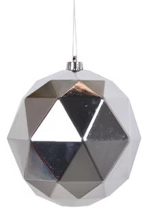 EWAX, Bombka geometryczna plastikowa srebrna 15cm - Bombki - miniaturka - grafika 1