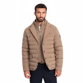 Kurtki męskie - Pikowana kurtka męska o kroju marynarki beżowa V5 OM-JALP-0188 S - miniaturka - grafika 1