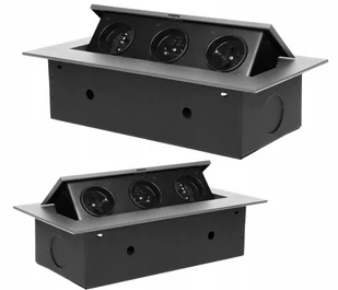 Gniazdo Meblowe Chowane w Blat Płaski Rant 3x Gniazdo Bez Kabla Srebrne - Gniazdka elektryczne - miniaturka - grafika 1