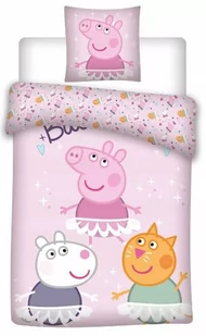 Pościel dla dziewczynki, bawełniana, na licencji Świnka Peppa 140 x 200cm + 65 x 65 cm - Pościel dla dzieci - miniaturka - grafika 1