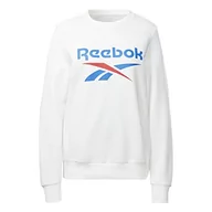 Bluzy damskie - Reebok Damska bluza polarowa z dużym logo, biała, L, biały, L - miniaturka - grafika 1