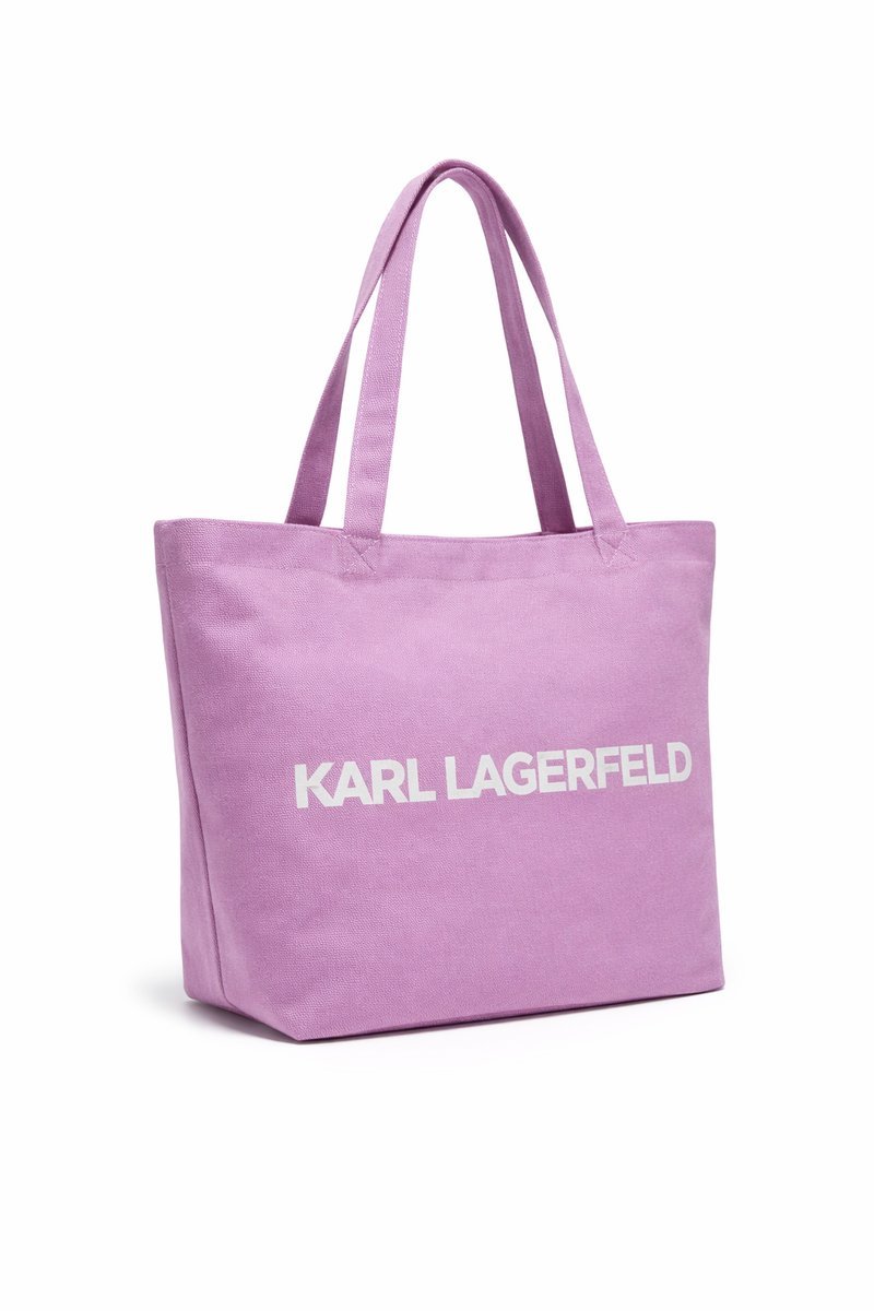 KARL LAGERFELD RÓŻOWA TORBA NA RAMIĘ Z LOGO I TKANINY 1I1D