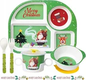 Zestawy naczyń dla dzieci - Zestaw naczyń do karmienia dla dzieci świąteczny Boże Narodzenie Komplet - miniaturka - grafika 1