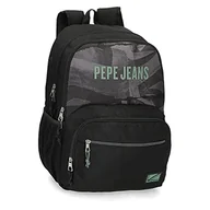 Plecaki - Pepe Jeans Davis plecak szkolny, podwójna przegródka, czarny, 32 x 45 x 16 cm, poliester, 21,6 l - miniaturka - grafika 1