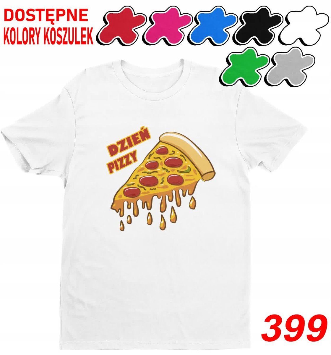 Dziecięca Koszulka Z Nadr Pizzy Pizza Jedzenie Dzień Świąt Nietypo-L146-152