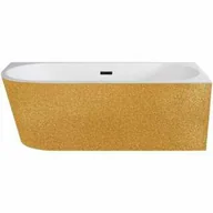 Wanny - Besco WA-170-ZPZC ZOYA GLAM złota wanna wolnostojąca przyścienna maskownica syfonu z przelewem czarna 170 x 80 prawa - miniaturka - grafika 1