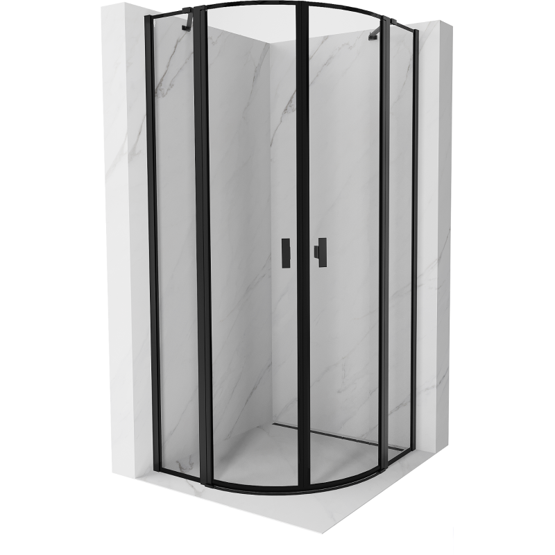 Mexen Mist kabina prysznicowa półokrągła uchylna 90 x 90 cm, czarna ramka, czarna - 8A32-090-090-70-70