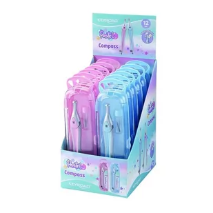 Cyrkiel plastikowy KEYROAD pastel z ołówkiem w etui mix cena za 1szt - Przybory szkolne - miniaturka - grafika 1