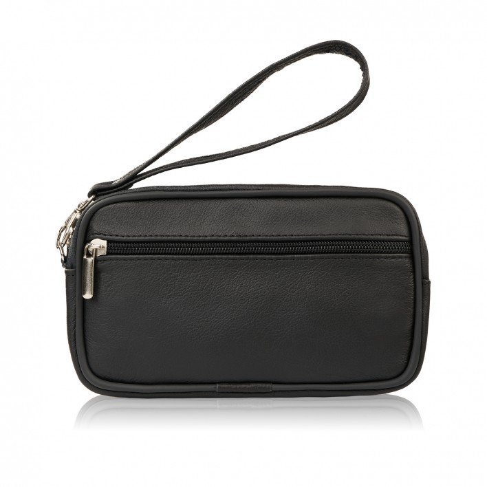 Saszetka Męska Skórzana Do Paska Lub Do Ręki Czarna Abruzzo Abr-39