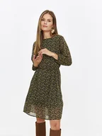 Sukienki - Taliowana sukienka w drobny wzór - miniaturka - grafika 1