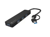 Huby USB - Hub USB-C 4 porty Mayfly czarny + adapter USB-A - miniaturka - grafika 1