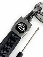 Breloki - Brelok Do Kluczy Samochodowy Kia Metal Skóra Breloczek skórzany warkocz - miniaturka - grafika 1