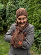 Apaszki i szaliki męskie - Męski szal MERINO Brąz szalik - miniaturka - grafika 1