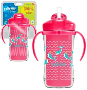 DR BROWN'S KUBEK TERMICZNY RÓŻOWY ZE SŁOMKĄ 300ml 12m+ - Kubki dla dzieci - miniaturka - grafika 1