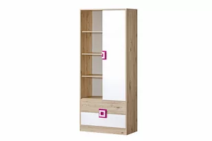 Regał CAMBI biały/jasny dąb/różowy / 80x190x40 / płyta wiórowa - Regały Regał CAMBI biały/jasny dąb/różowy / 80x190x40 / płyta wiórowa - Regały - miniaturka - grafika 1