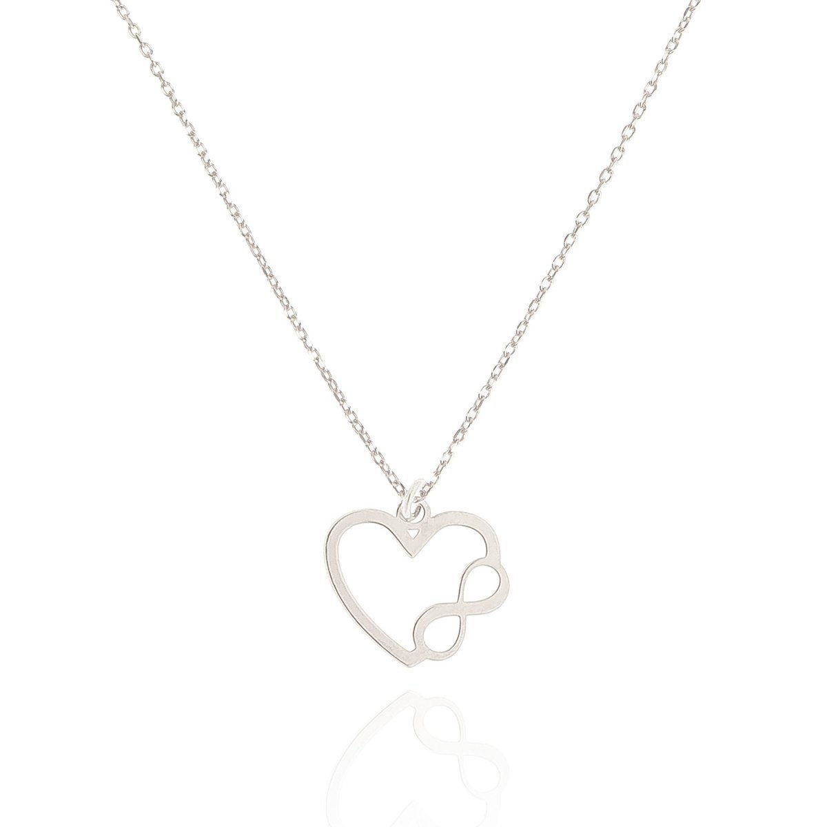 Naszyjnik srebrny z sercem i nieskończonością 50 CM