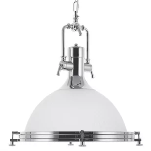 Beliani Lampa wisząca szklana biało-srebrna EBRON - Lampy sufitowe - miniaturka - grafika 1