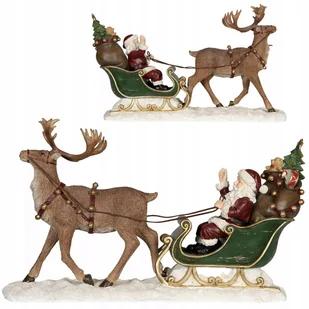 FIGURKA ŚWIĘTY MIKOŁAJ NA SANIACH renifer świąteczna Boże Narodzenie duża - Figurki dekoracyjne - miniaturka - grafika 1
