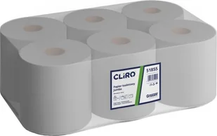 Cliro Cliro - Papier toaletowy w roli Jumbo, makulatura, 12 rolek, 130 m - Szary - Papier toaletowy - miniaturka - grafika 1