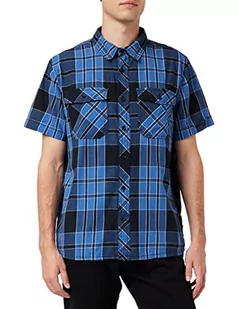 Brandit ROADSTAR koszula z krótkim rękawem, koszula rekreacyjna, w kratkę, męska koszula z drewnianym futerałem, niebieski indygo - czarny, 5XL - Koszule męskie - miniaturka - grafika 1