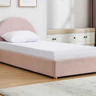 Meble do sypialni - Łóżko ze skrzynią 90 x 190 cm - Sztruks - Różowy - LIRIMO - miniaturka - grafika 1