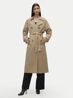 Płaszcze damskie - Vero Moda Trencz Chloe 10300263 Beżowy Regular Fit - miniaturka - grafika 1