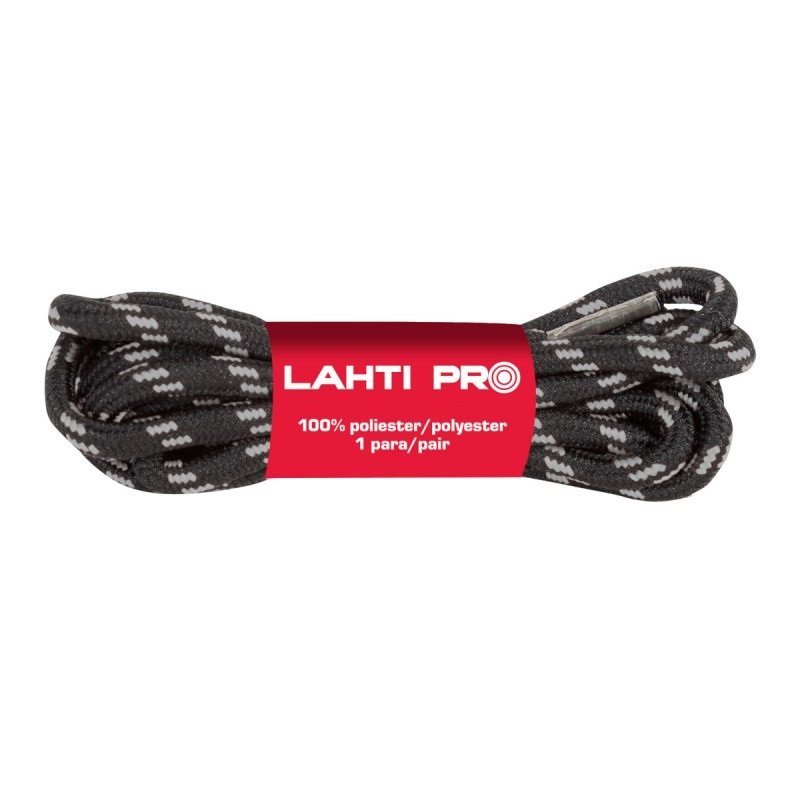 Sznurówki sznurowadła OKRĄGŁE czarno-szare 150cm LAHTI PRO