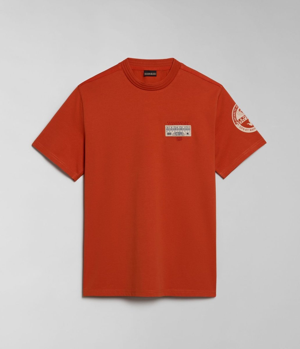 t-shirt uomo napapijri s-amundsen np0a4h6b a62 orange burnt