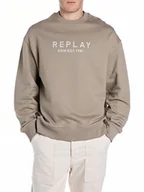 Bluzy męskie - Replay Bluza w kolorze beżowym - miniaturka - grafika 1