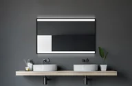 Lustra - Lustro łazienkowe z oświetleniem Talos podświetlane lustro Black Shine 80x60 cm - nadaje się do wilgotnych pomieszczeń dzięki aluminiowej ramie - lustro z oświetleniem - miniaturka - grafika 1