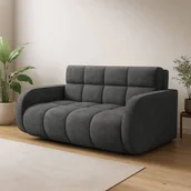 Sofy i kanapy - Sofa z Funkcją Spania DEVERIO 3-osobowa Rozkładana Ciemnoszara Nowoczesna - miniaturka - grafika 1