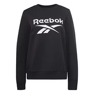 Bluzy damskie - Reebok Damska bluza polarowa z dużym logo, czarna, S, Czarny, S - miniaturka - grafika 1