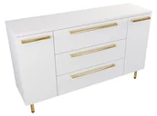 Szafki łazienkowe - Szafka Stojąca Z Blatem ATH 140 cm D - Biały Mat - Uchwyty Złote Polerowane - miniaturka - grafika 1
