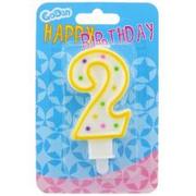Urodziny dla dorosłych - GoDan Świeczka cyferka z kropeczkami 2, 7,5 cm - miniaturka - grafika 1