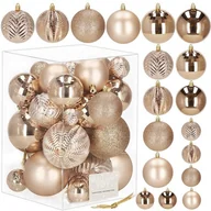 Bombki - Bombki choinkowe 33 szt. zawieszki na choinkę 8/6/4cm ozdoby świąteczne rose gold - miniaturka - grafika 1