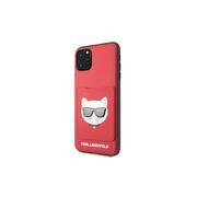 Etui i futerały do telefonów - Karl Lagerfeld KLHCN65CSKCRE iPhone 11 Pro Max hardcase czerwony/red Choupette Head Cardslot - miniaturka - grafika 1
