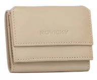 Portfele - Skórzany damski portfel Rovicky na zatrzask minimalistyczna portmonetka na karty gotówkę, beżowy - miniaturka - grafika 1