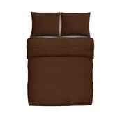 Pościel - Pościel satynowa brązowa 125g/m2 z plisą 220x200cm - miniaturka - grafika 1