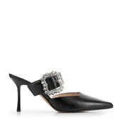 Półbuty męskie - Damskie czółenka ze skóry na szpilce czarne - miniaturka - grafika 1