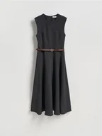 Sukienki - Reserved - Sukienka z paskiem - szary - miniaturka - grafika 1