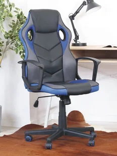 Designerski fotel gamingowy obrotowy VIPER czarno-niebieski - Fotele gamingowe - miniaturka - grafika 1