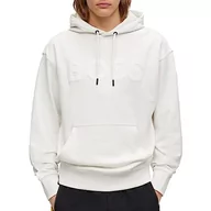 Bluzy męskie - BOSS Męska bluza z kapturem WebasicHood z bawełny ze strukturą French Terry i nadrukiem logo, Naturalny106, L - miniaturka - grafika 1