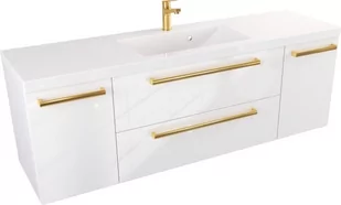 Szafka z Umywalką ATHOS 140 cm D - Uchwyt Złoty - Szafki łazienkowe - miniaturka - grafika 1