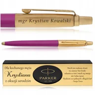 Długopisy - ZŁOTY DŁUGOPIS PARKER JOTTER MAGENTA 24 KARATY + PUDEŁKO Z DEDYKACJĄ GRAWER - miniaturka - grafika 1