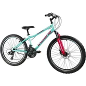 Rowery - Rower młodzieżowy INDIANA Roxy Jr 24 cale dla dziewczynki Miętowo-różowy - miniaturka - grafika 1