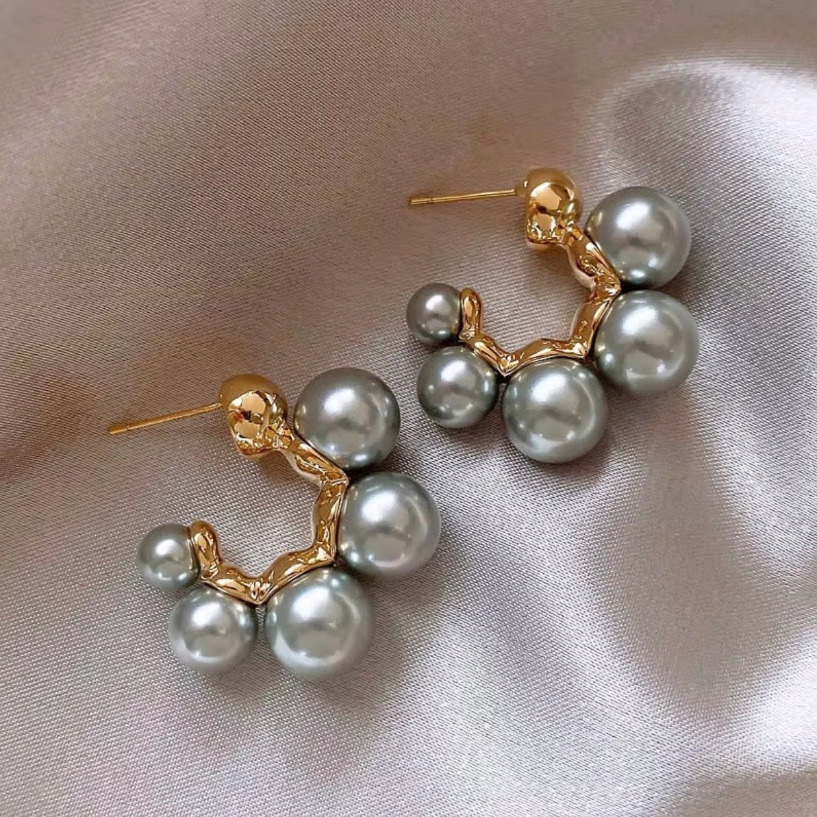 Złote Kolczyki Perły Tahitańskie Tahiti Pearls Czarne Stal Chirurgiczna