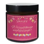 Świece - Świeca Sojowa Z Napisem Wszystkiego Najlepszego Na Urodziny 120 Ml - miniaturka - grafika 1