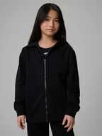 Bluzy dla dziewczynek - 4F Bluza dresowa loose z kapturem dziewczęca - czarna 158/164 (12-14 lat) - miniaturka - grafika 1